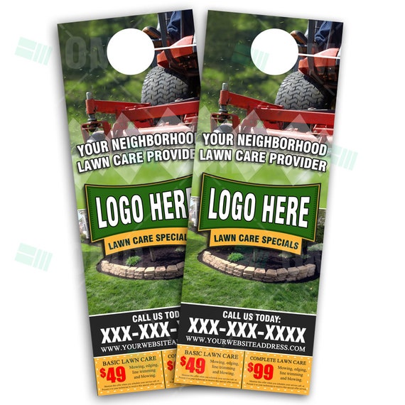 Lawn Care Door Hangers Personalized Lawn Care Service Custom Etsy