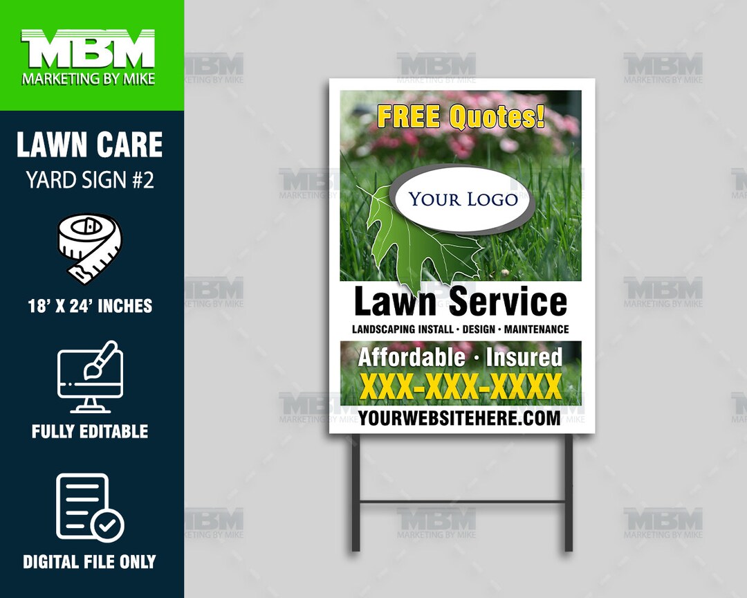 Lawn Care Yard Signs Personalized Landscaping Entrepreneur Etsy