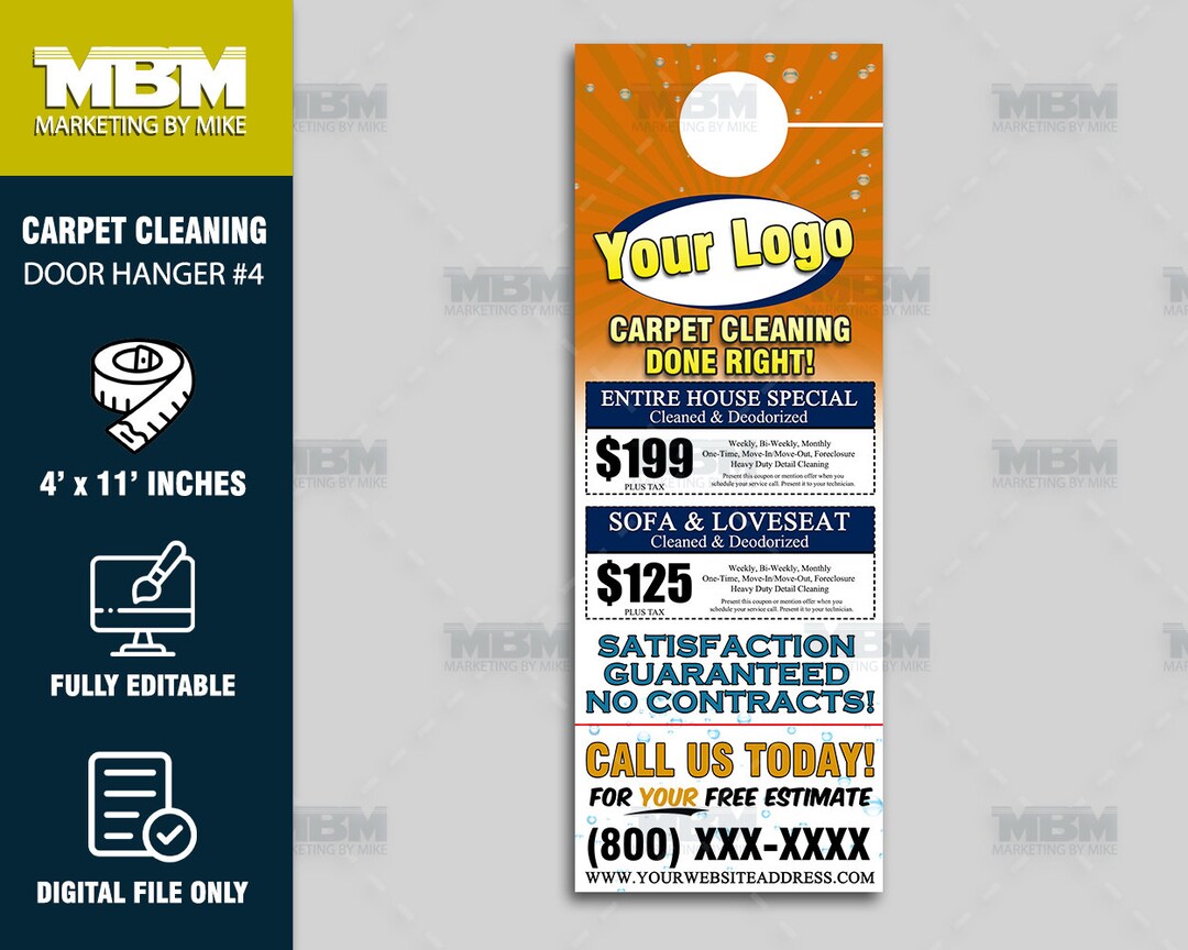 Carpet Cleaning Door Hangers Upholstery Cleaning Service Etsy
