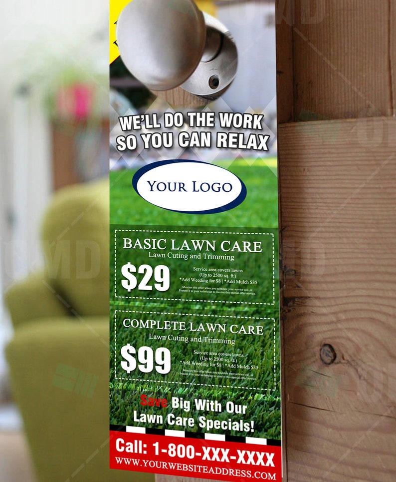 Lawn Care Door Hangers Personalized Lawn Care Service Custom Door