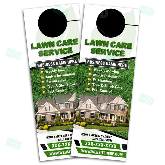 Lawn Care Door Hangers Personalized Lawn Care Service Custom Etsy