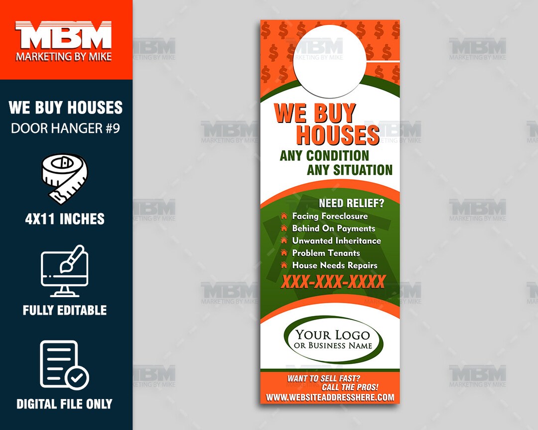 We Buy Houses Door Hangers Personalized Real Estate Etsy
