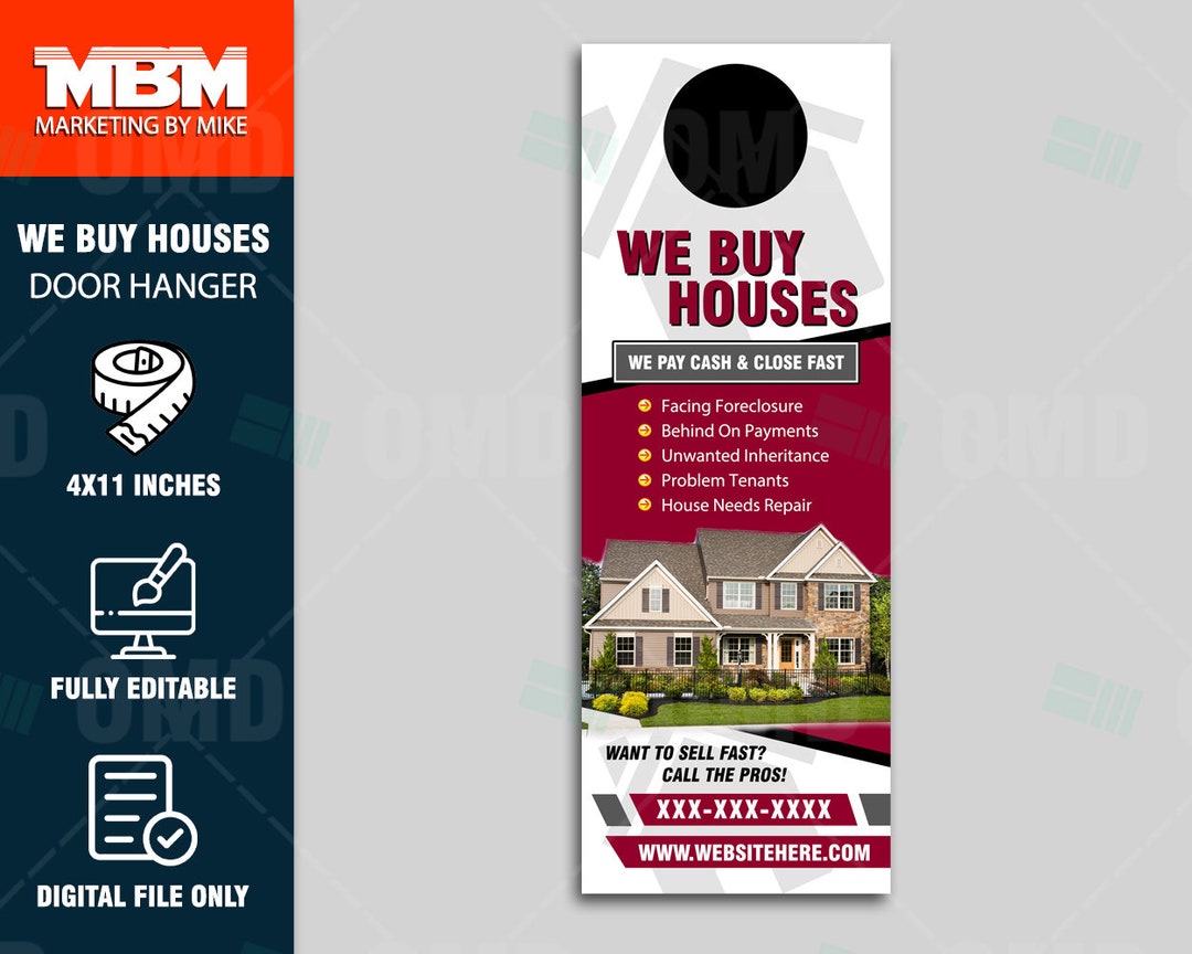 We Buy Houses Door Hangers Personalized Real Estate Entrepreneur Custom