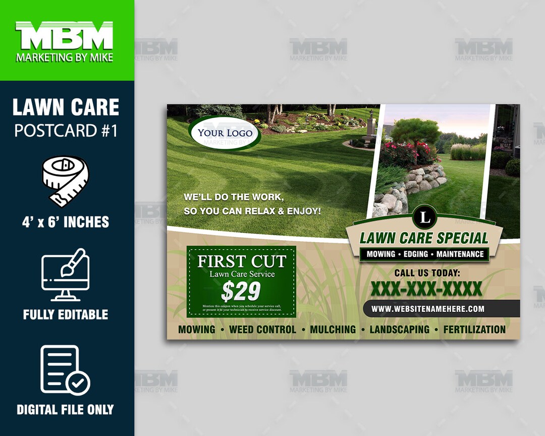 Lawn Care Postcards Personalized Lawn Care Service Custom Postcards