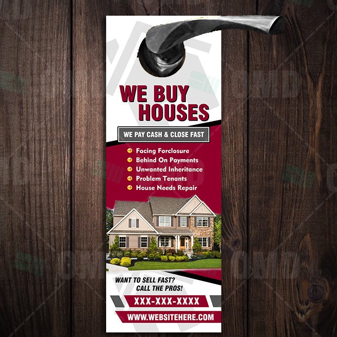 We Buy Houses Door Hangers 5 Design Package Personalized Real Estate