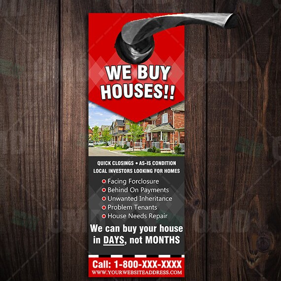We Buy Houses Door Hangers Personalized Real Estate Etsy