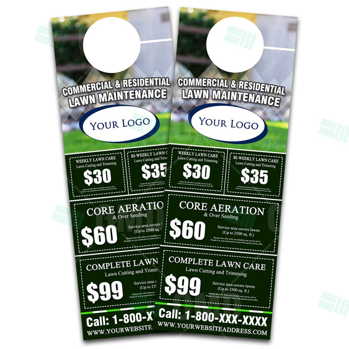 Lawn Care Door Hangers Personalized Lawn Care Service Custom Etsy