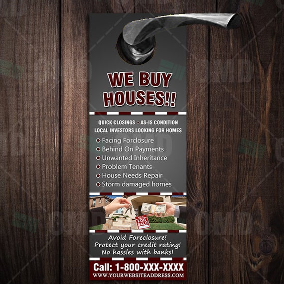 We Buy Houses Door Hangers Personalized Real Estate Etsy