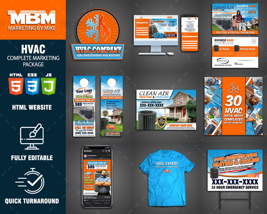 HVAC Complete Business Package 60 Hvac Custom Marketing Etsy