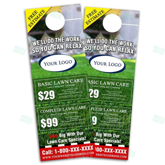 Lawn Care Door Hangers Personalized Lawn Care Service Custom Etsy