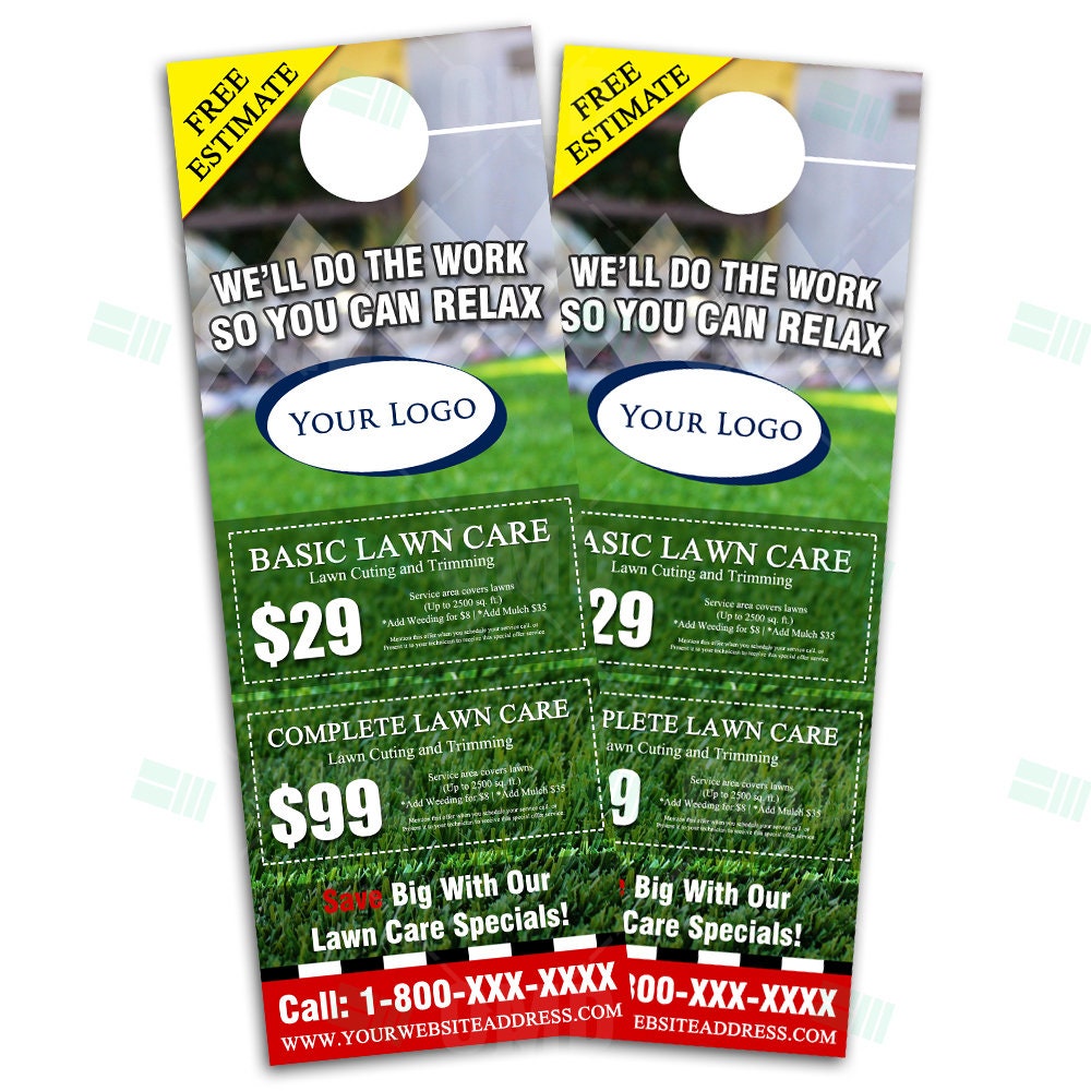 Lawn Care Door Hangers Personalized Lawn Care Service Custom Door