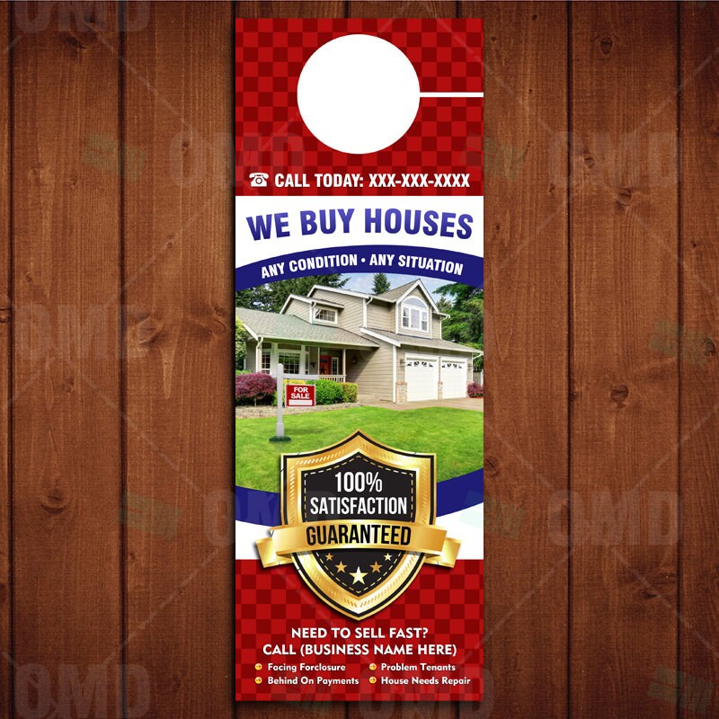 We Buy Houses Door Hangers 5 Design Package Personalized Real Estate