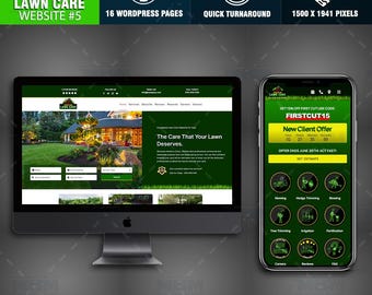 Lawn Care Website Design | 12 Page WordPress Website | Content Ready - Add Your Info | Digital Files Only