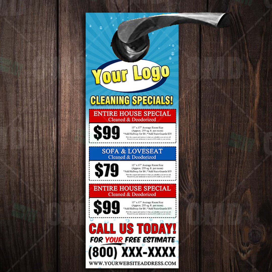 Carpet Cleaning Door Hangers Custom Door Hangers Etsy