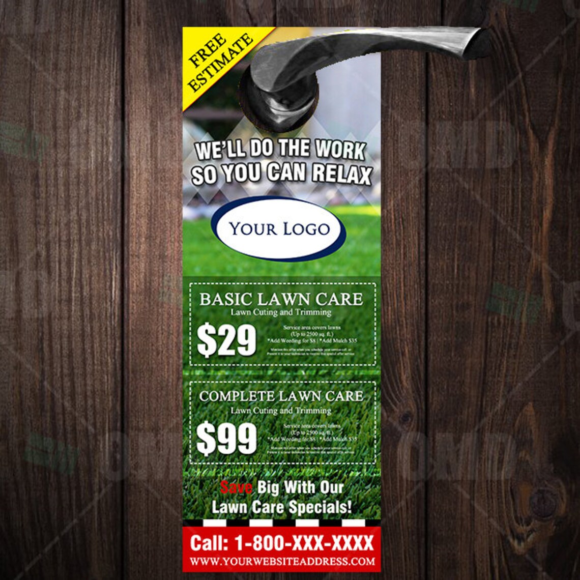 Lawn Care Door Hangers Personalized Lawn Care Service Custom Door