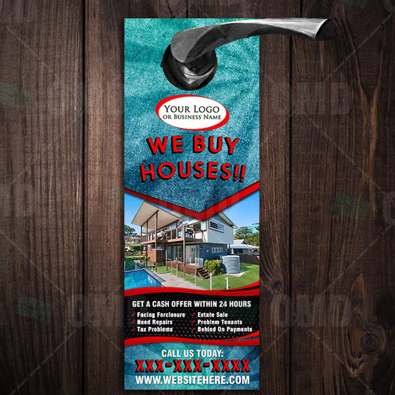 We Buy Houses Door Hangers 5 Design Package Personalized Real Estate