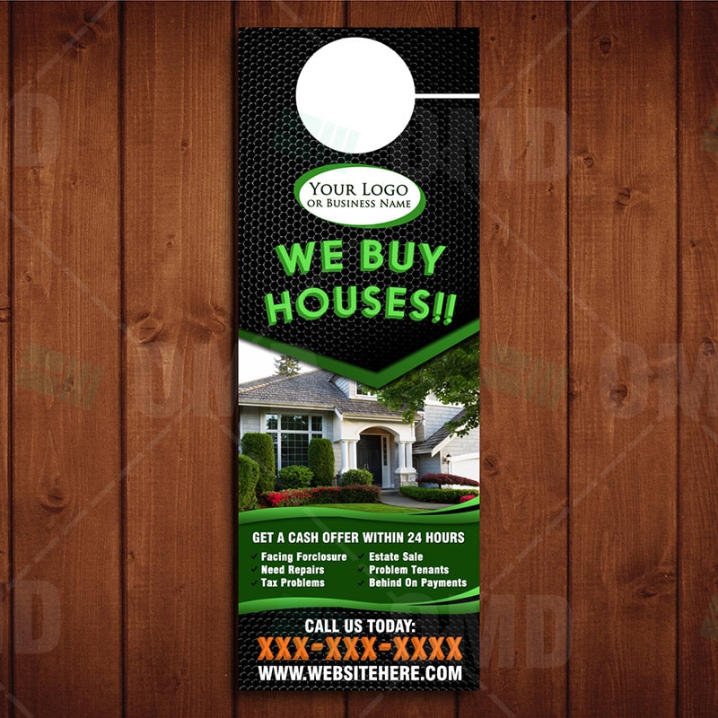 We Buy Houses Door Hangers 5 Design Package Personalized Real Estate