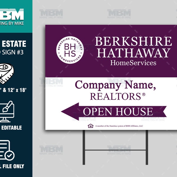 Berkshire Hathaway Open House Sign Etsy