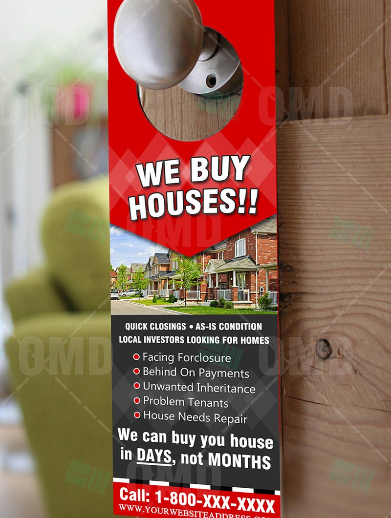 We Buy Houses Door Hangers Personalized Real Estate Etsy