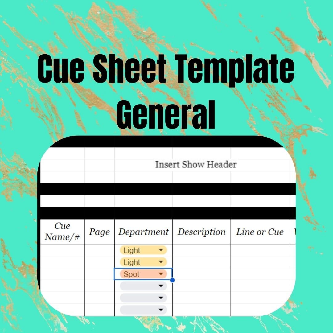Cue Sheet Template General Etsy