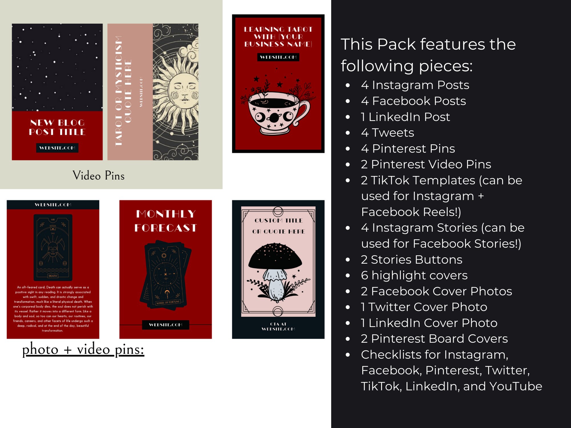 Canva Pro Social Media Templates for Tarot Readers Etsy Canva Pro Social Media Templates for Tarot Readers Etsy