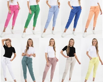 Womens Lagenlook Italian Magic Pants Ladies Casual Stretch Jogger Style Trousers