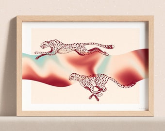 Cheetahs, illustration 30x40cm limited edition art print