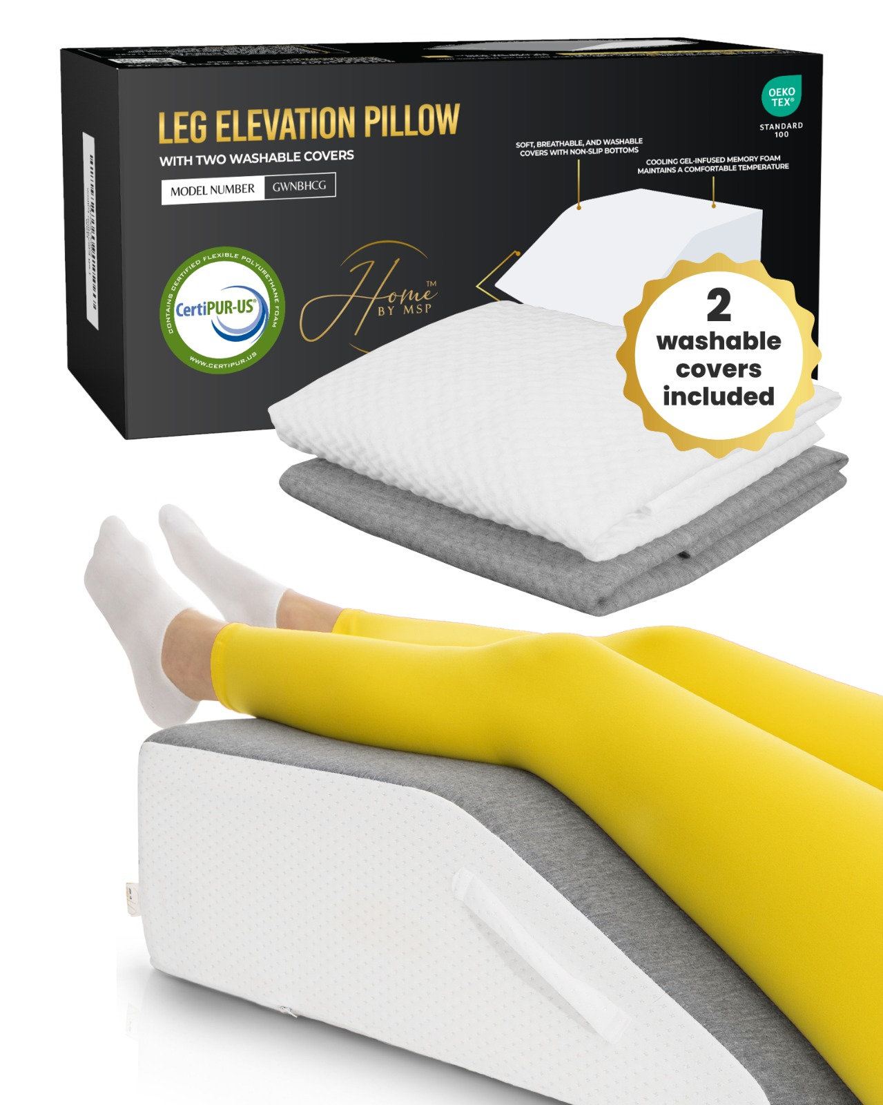 Komfie Bamboo Knee Pillow Cover - Replacement Leg Pillow Case