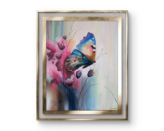 Colorful Butterfly | Handmade Original Acrylic Painting For Wall Decoration | 40x50 Canvas, Unframed | Painter: Elena(Me)