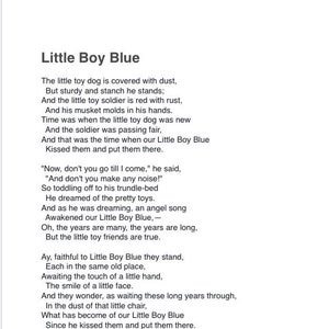 Little Boy Blue Poem PDF Download