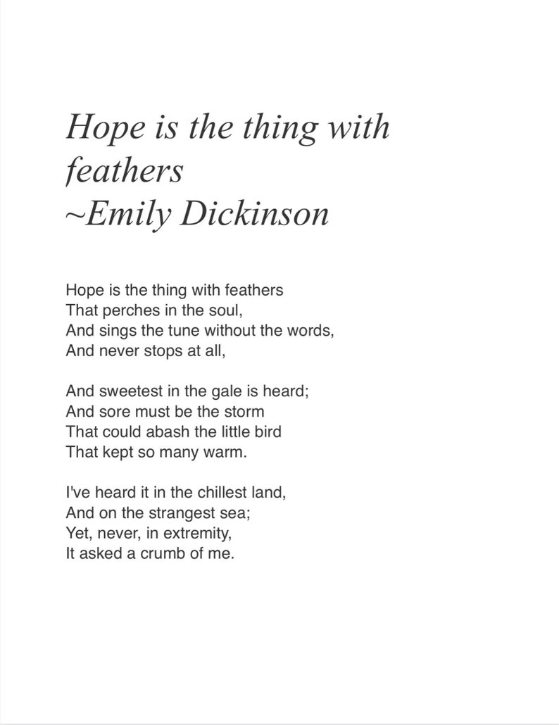 Hope is the Thing With Feathers PDF Download Etsy