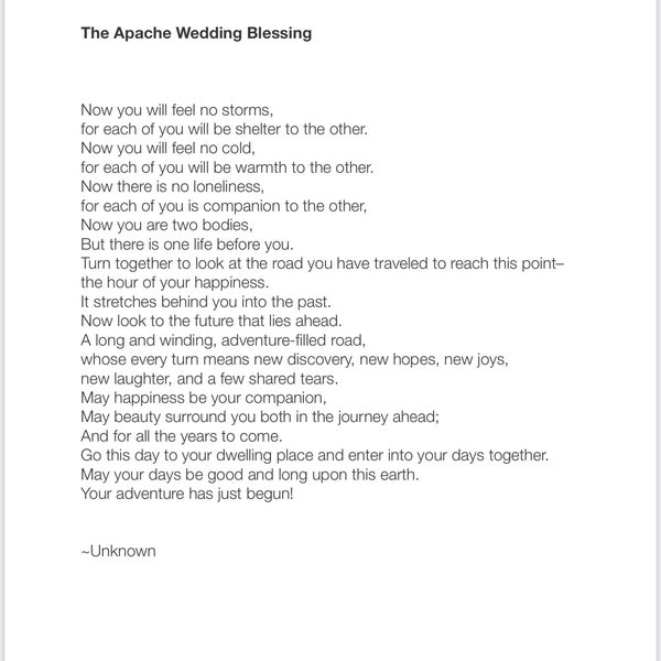 Apache Wedding Blessing