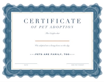 Pet Adoption Certificate PDF