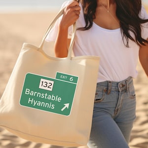 Cape Cod canvas tote, Old Exit 6 bag, Barnstable MA tote, Cape Cod bag, Reusable shopping bag, Eco-friendly Canvas Tote, Cape Cod Nostalgia