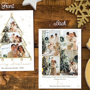 Kerstkaart collage bewerkbare tempel-vrolijke kerstboom kaart moderne 5x7-foto vakantiekaart-minimalistische kerstkaart-familie fotokaart