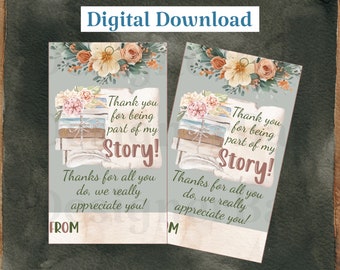 Gracias por ser parte de mi historia etiqueta de regalo de apreciación de maestro digital-descarga digital etiqueta de regalo de apreciación imprimible-etiqueta de regalo de PTAPTO