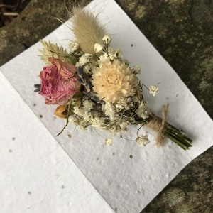 Cartão de aniversário plantável, papel semente, presente eterno, cartões, broche de flores, cartão de flores secas, presentes de flores, cartão em branco, cartão de aniversário