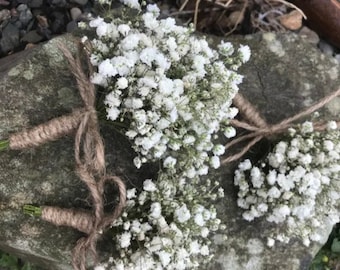 Boutonniere of dried flowers - Gypsophila-  Baby's Breath | Buttonhole With Twine Bow