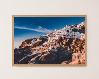 Santorini Print – Oia Cliffside Village, Greek Island Photo