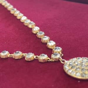 Early 1900&#39;s hand carved paste and 9k gold &#39;River of light&#39; necklace with 1940&#39; s era GF pendant.