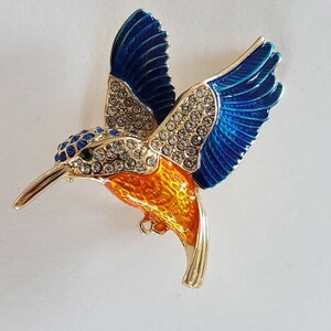 Kingfisher Crystal Enamel Brooch