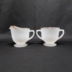 Fire-King Oven Ware Gold Rimmed Cream and Sugar Set Vintage