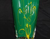 Barovier Toso Green Cased Glass Vase Green Yellow Clear