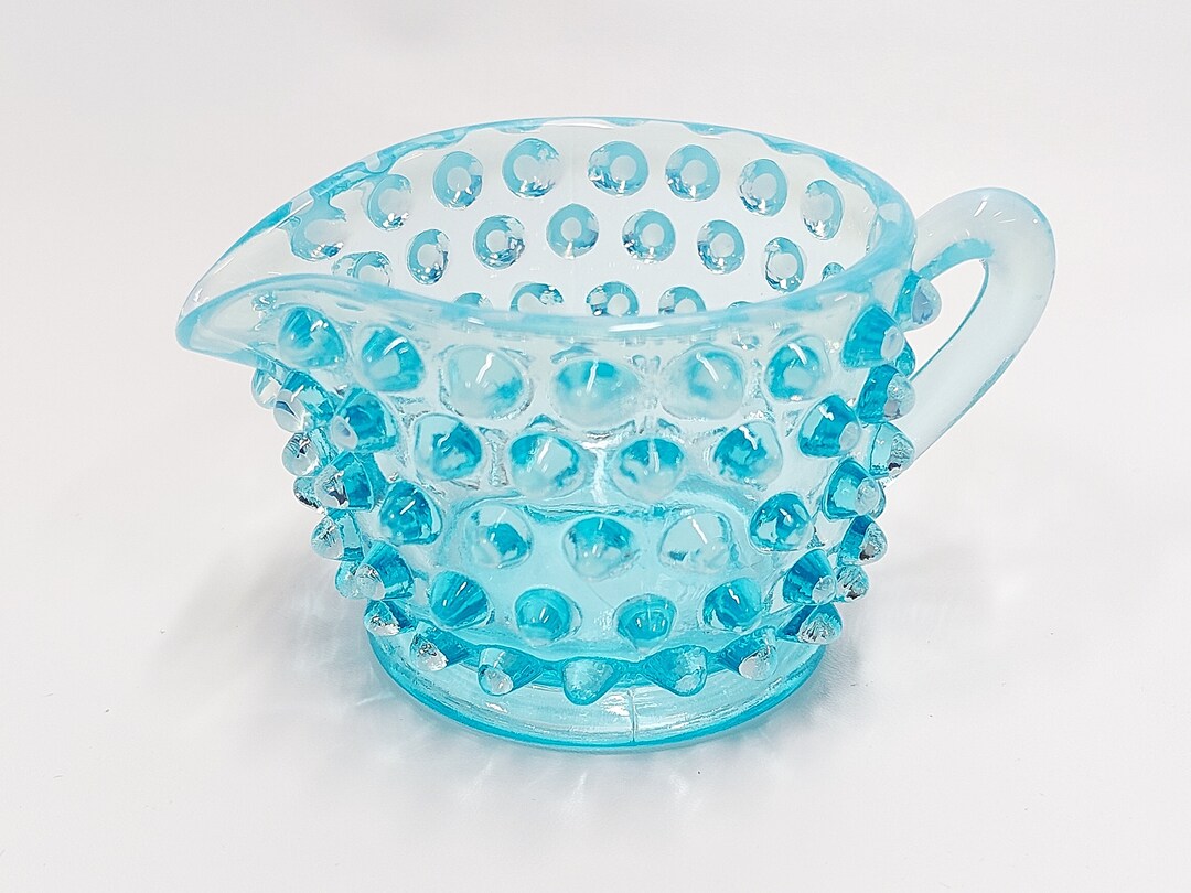 フェントン ブルーオパール セントオブネイル ミニベース  美品ファイヤーキング フェントン社 Fenton ホブネイル ブルーオパールセント フラワー