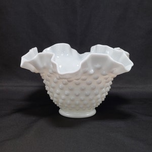 Vintage Fenton Milk Glass Hobnail Glass Bowl