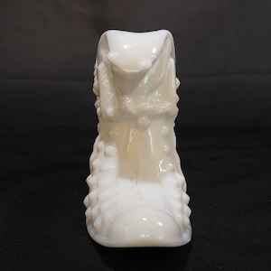 Weiße Milchglas Fenton Cat Boot Vintage