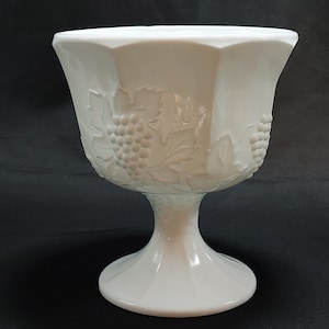 Indiana Glass Colony Harvest Planter/Pedestal Compote Milk Glass White