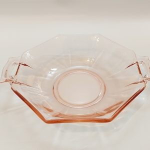 Vintage Pink Octagon Bowl with Open Handles