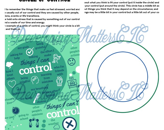Circle of Control Printable Activity Sheet Etsy