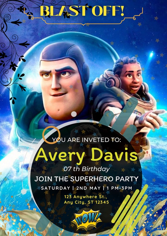 Printable Buzz Lightyear Birthday Invitation Birthday Party - Etsy